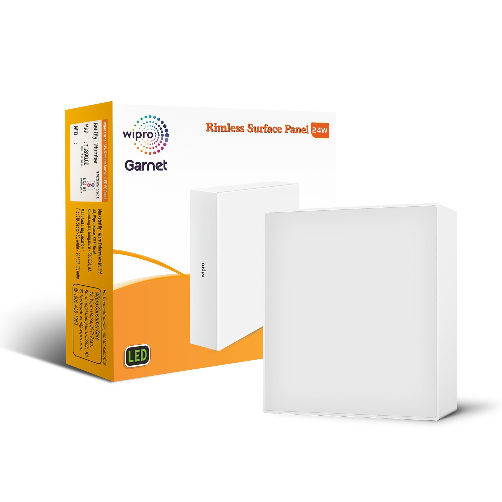 Wipro Garnet 24W Rimless LED Panel – Cool White 6500K