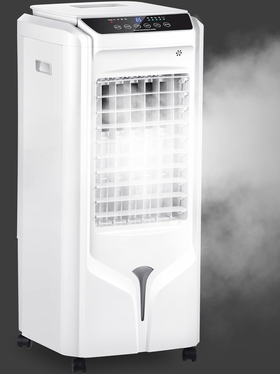 Front view of the AKIRES Portable Evaporative Air Cooler with mist