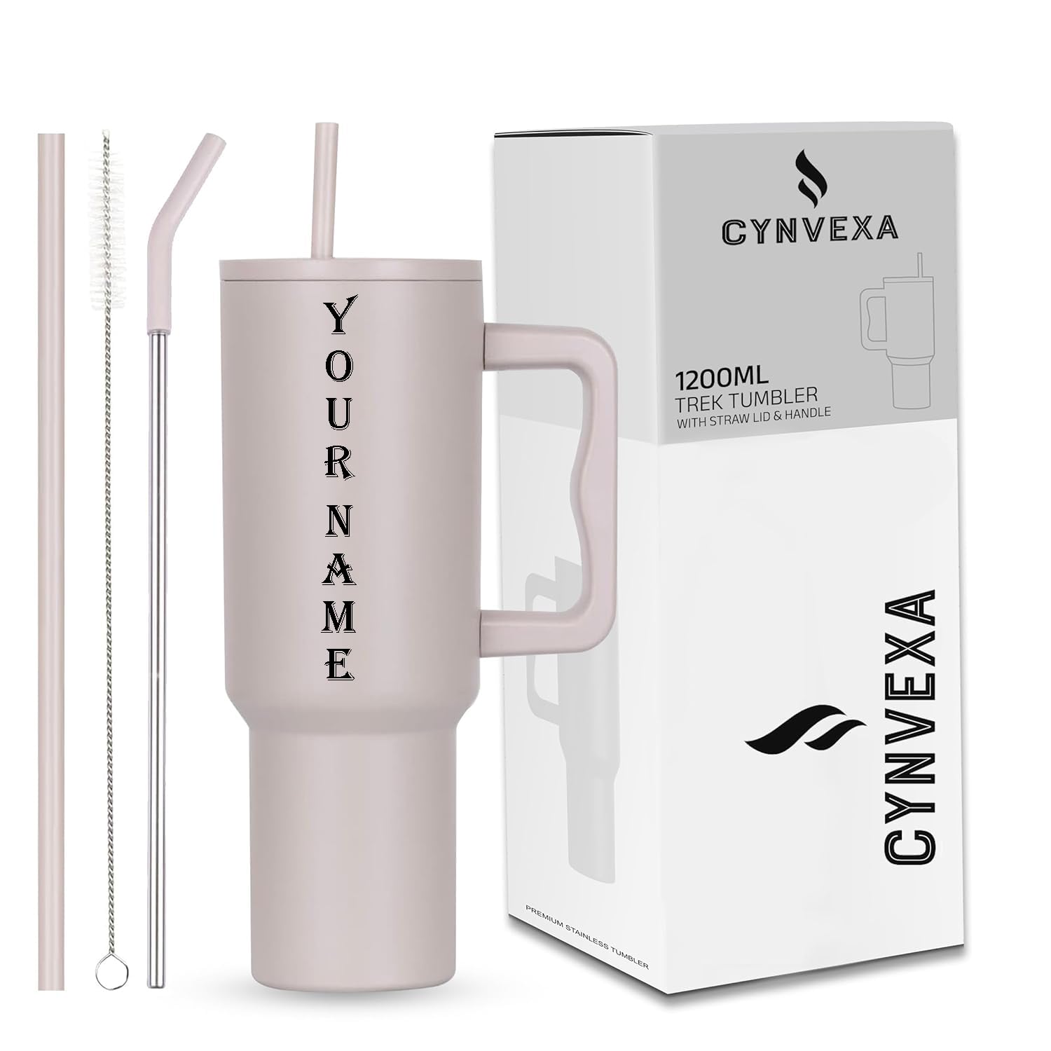 Tumbler with lid and Straw 1200ML Cup Stainless Steel Vacuum Insulated Tumbler for Water, Iced Tea or Coffee 1.2L Office Gym Travelling (Rose)