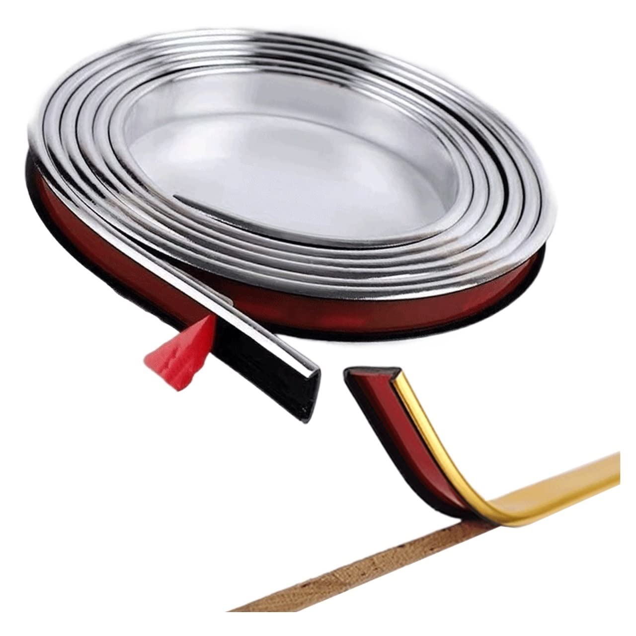 Tira en forma de U autoadhesiva plateada 100 mm que sella bordes de armarios contra humedad