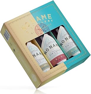 Mini Gin Liqueurs Gift Set 3 x 5cl Miniature of Pineapple & Coconut, Fruit Salad, Violet Gin By No Name Distillery – London Dry Flavoured Gin Gift Set Collection