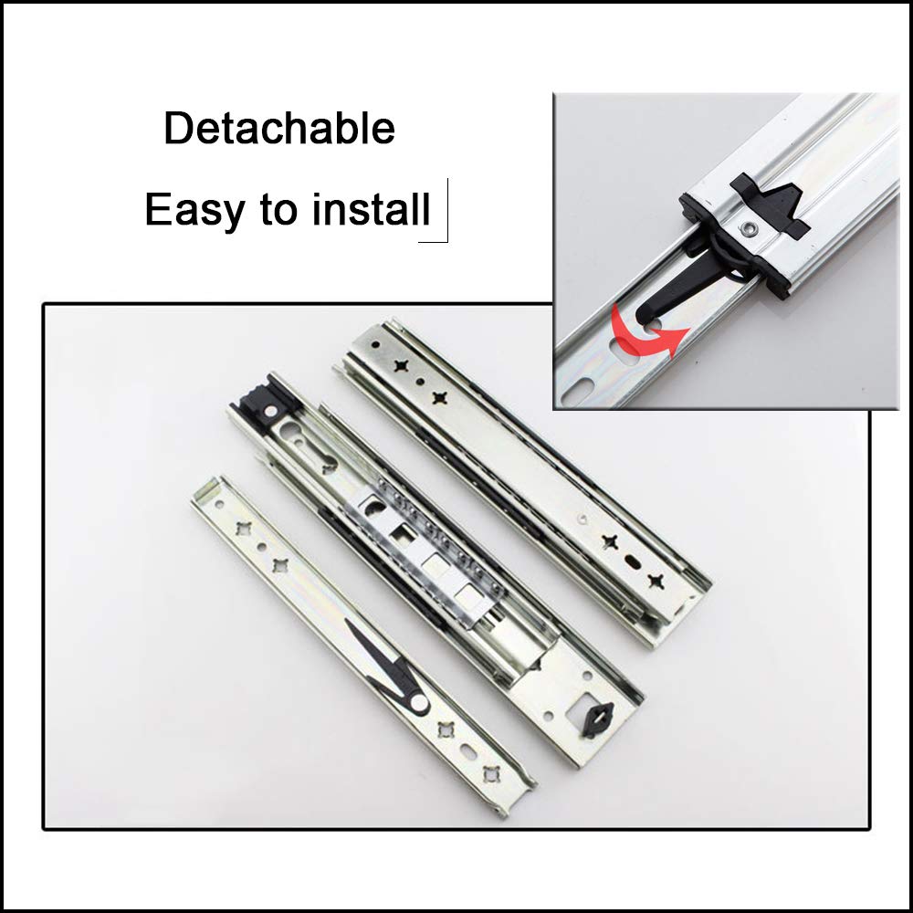 Guide con Cuscinetti a Sfera, Guide per cassetti per impieghi gravosi ad Estrazione Totale, Guide per cassetti per armadi da Cucina in Metallo, Facili da installare