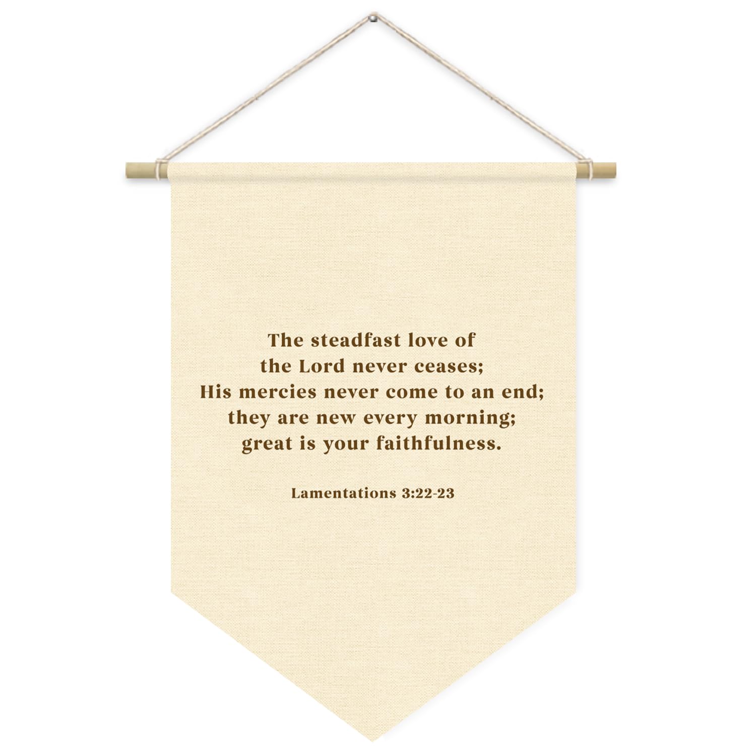 ETVISO Bible Verse Wall Art, Nursery Decor, for Kids Wall Art Canvas Banner, Inspirational Christian Wall Hanging Pennant Flag Canvas Banner for Baby Kids Bedroom, Lamentations 3:22-23 15x11in