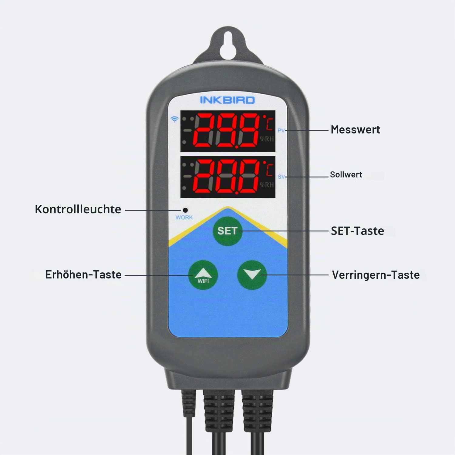 Inkbird WIFI Thermostat,Dualzeitzyklusein Alarmfunktion Zwei Steckdosen(Nur Zum Heizen)
