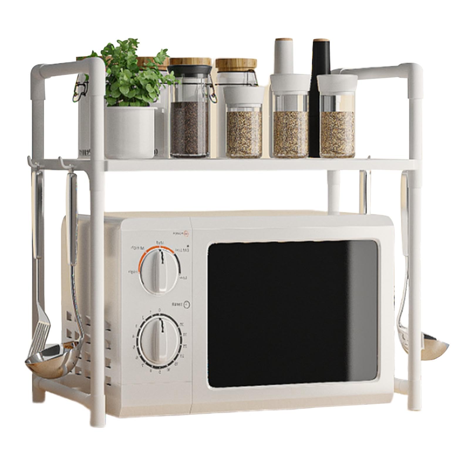 Supporto per forno a microonde | Scaffale regolabile da appoggio | Scaffale portaoggetti da cucina | Il piano di lavoro del supporto per microonde è un accessorio da cucina progettato per