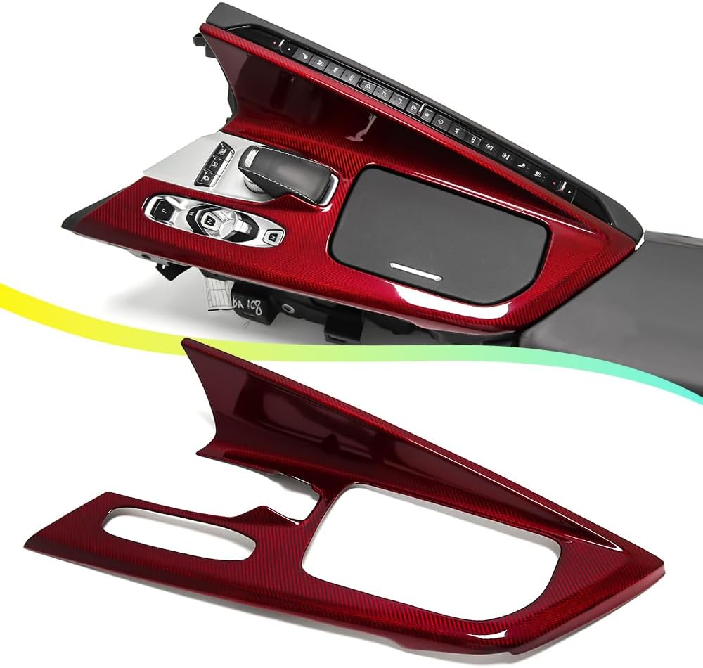 Center Console Gear Shift Panel Cover Trim for Corvette C8 Z51 Z06 Stingray Coupe HTC 2020 2021 2022 2023 2024 2025,Dry Carbon Fiber for Corvette C8 Dashboard Overlay