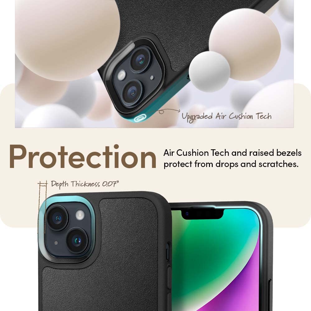 Spigen CYRILL Lederhülle Für IPhone 14 Pro | Magnetisch Kabellos Laden | Veganes Leder Cream