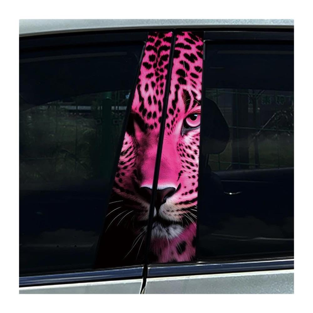 Decorative Items 2PCS Animal Tiger Fox Lion Car Center Pillar Sticker B Pillar Protective Film Decoration(Type A)