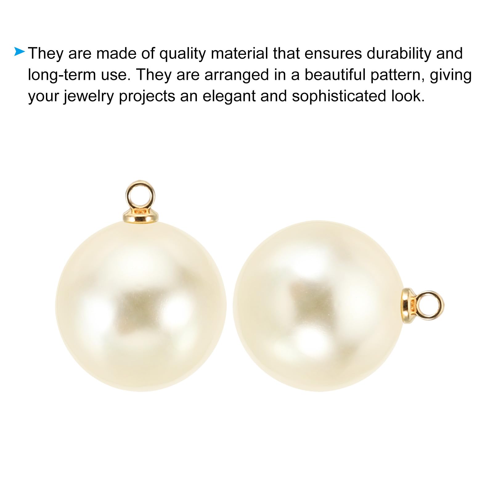 PATIKIL 10mm Pearl Charm, 100pcs Pearl Beads Faux Pearl Pendant Charm Beautiful DIY for Making s s Wedding Crafts Golden Beige - Image 4