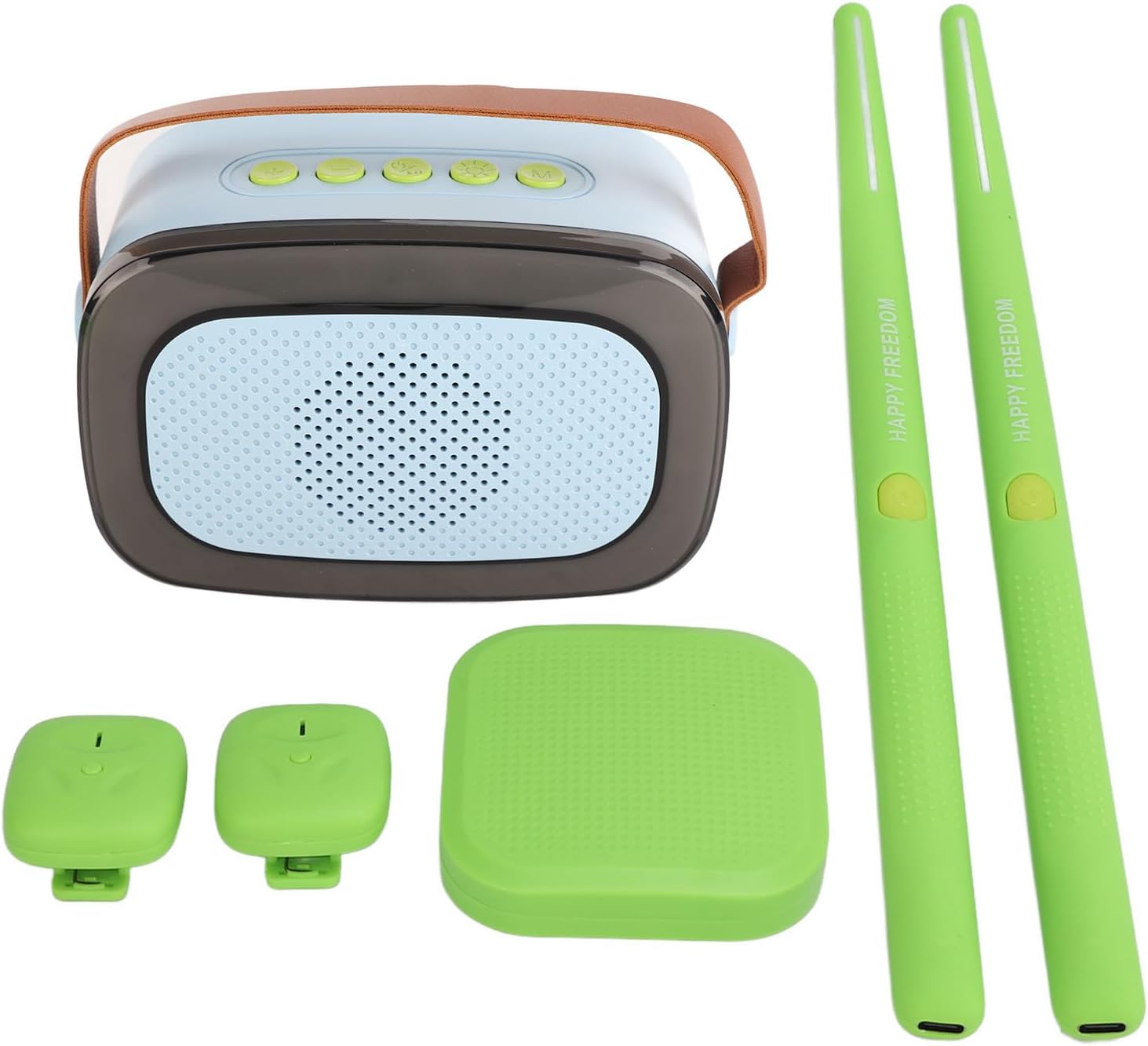 Electronic Drum Set, Electric Air Drum Set 3D Motion Sensing Portable Professional Virtual Drumming for Adults Kids Beginners (Green