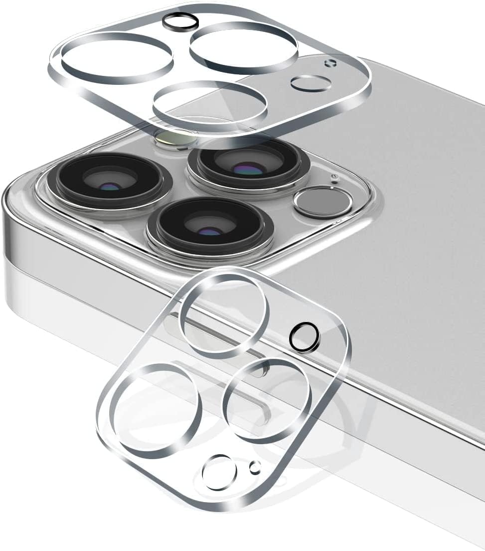 Trenz Mart Premium Tempered Glass Camera Lens Glass Protector for iPhone 14 Pro/iPhone 14 Pro Max - Aluminium Alloy Metal Camera Protector (Glass)