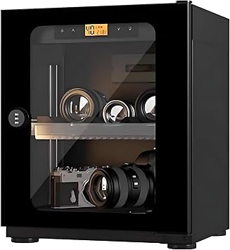 Dry Cabinet Camera Digital Control Dehumidifier, Electronic Dry Box with 3000K LED Light & Combination Lock, Electronic Moisture-proof Box for Camera Lens Stamp Tea Jewelry StorageBlack,50L