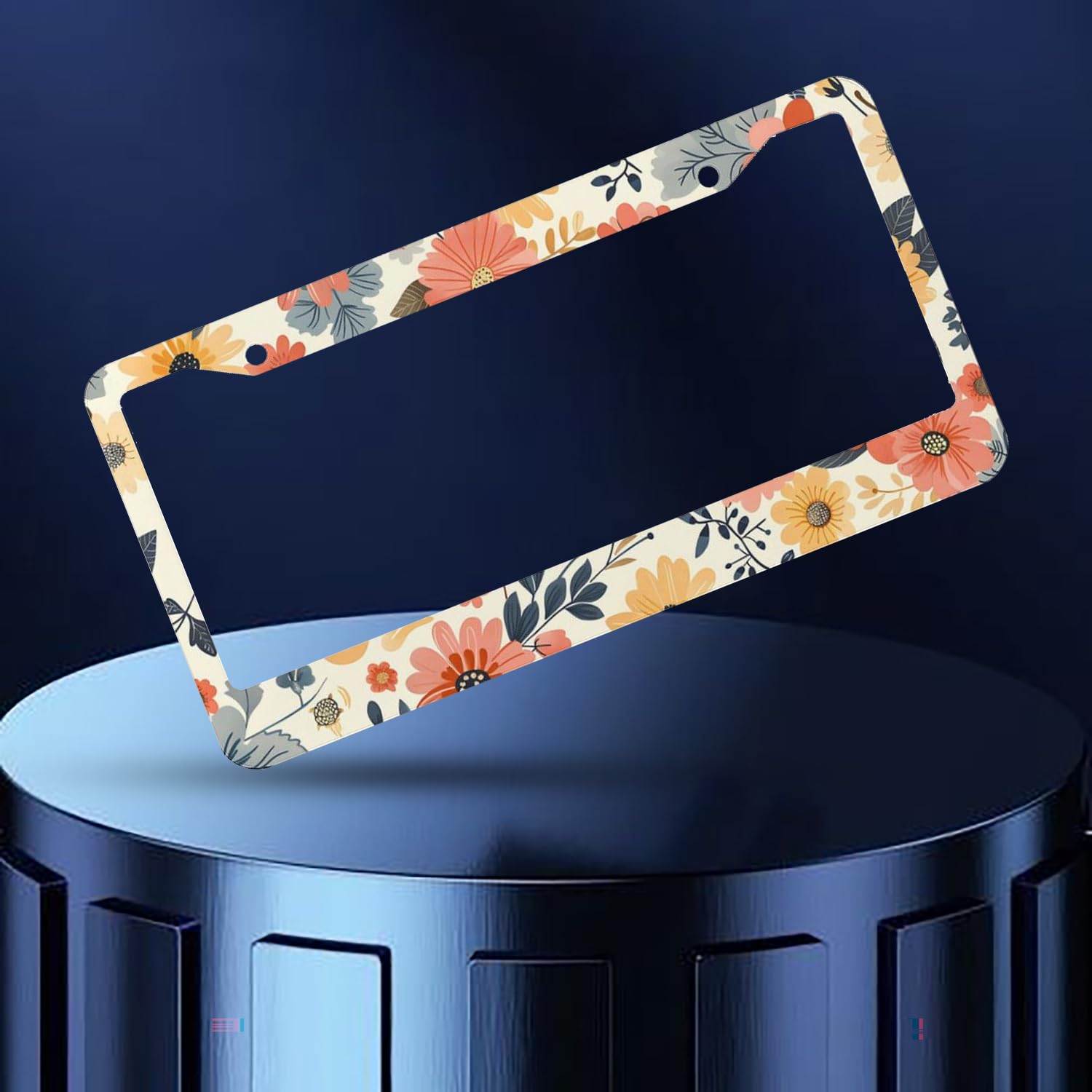 Colorful Flowers License Plate Frame - Floral Car Accessories With Screws