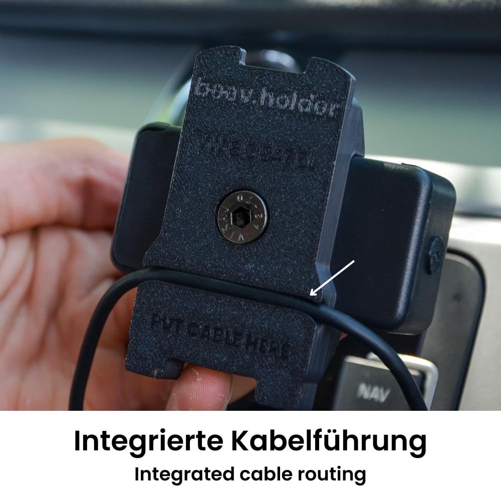 VW uchwyt na telefon komórkowy | dedykowany montaż | kabel do ładowania USB-C | pasuje do VW Passat, Golf, Touran, Polo, T5 (2003–2014)
