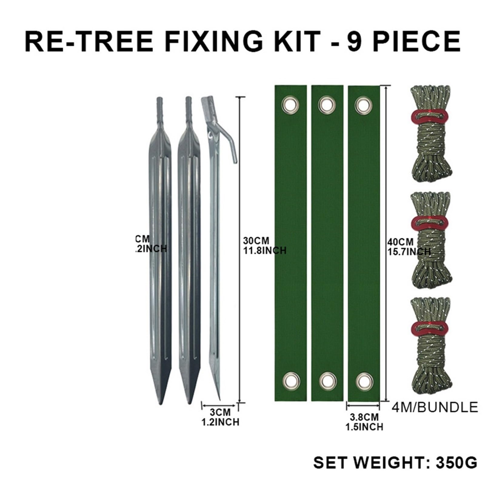 Cinghie Antivento per Alberi Cinghia di Fissaggio in Nylon Sagomata Antivento e Resistente agli uragani, Ottimo Supporto for Alberi Appena piantati(Green Rope)