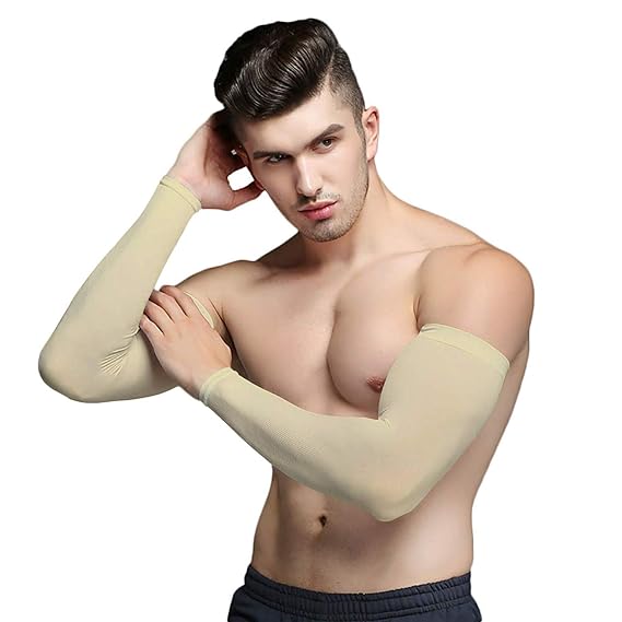 KALSARIA Men and Women Arm Sleeves - Beige (Pair Of 2)