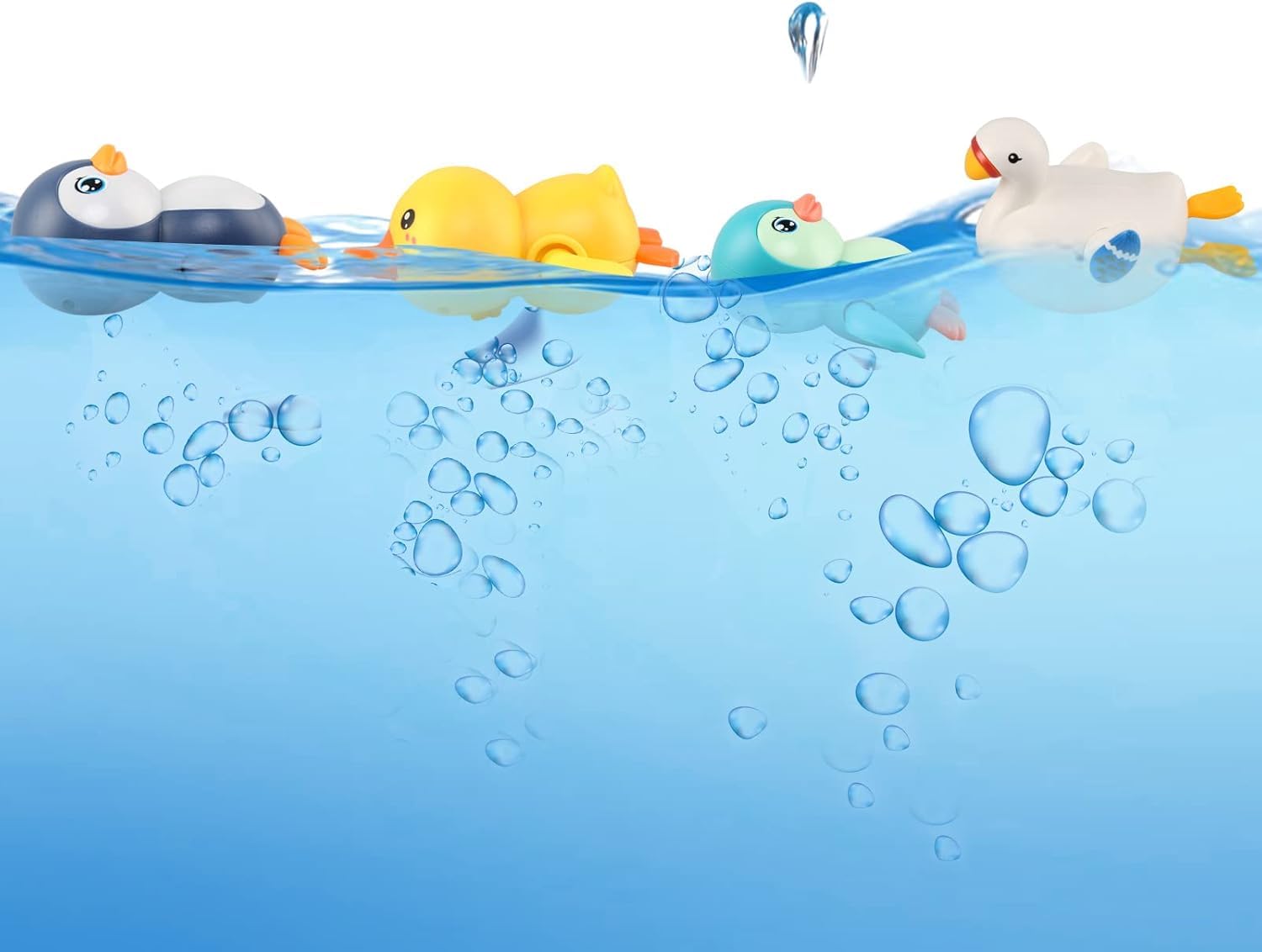 Jouets de Bain 4 Pièce, Jeux de Bain pour Enfants 1 2 3 4 Ans, Jouets Flottants, Jeux d'eau,Jouet Bebe Salle de Bain/Baignoire/Piscine/Douche, Jouet Cadeau pour Garcon Fille