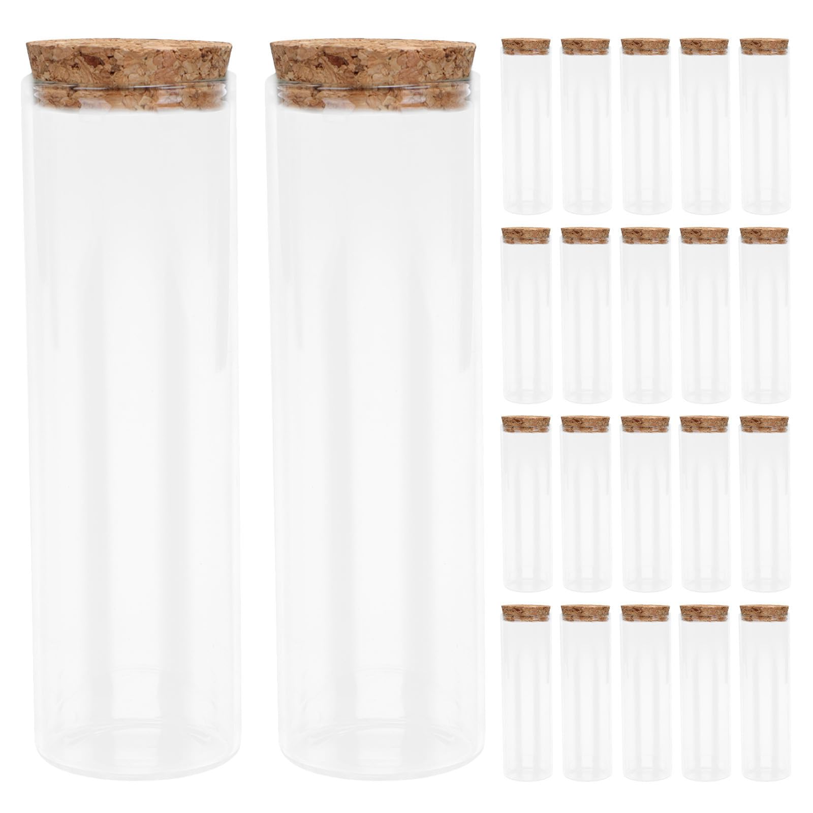 Didiseaon 40 Piezas Tubos de Ensayo de Vidrio con Corcho Pequeños Tubos de Vidrio 30ml Fondo Plano Cierre Seguro Estable para Jardín y Eventos Obsequios