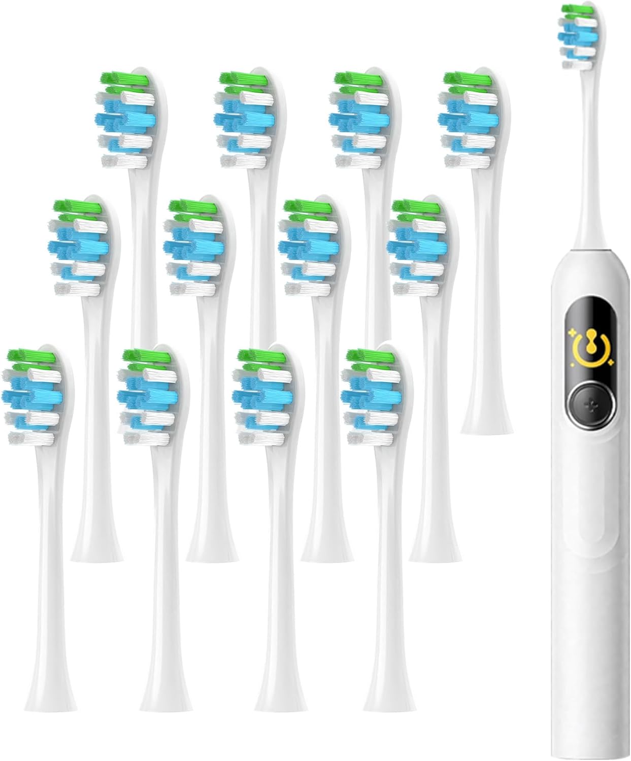 Replacement Toothbrush Heads Compatible with SAKYPRORAL G5S,UYRUREL 12 Pack Sonic Electric Toothbrush Heads,Soft Highly Effective Cleaning,Standard Gum Care,White