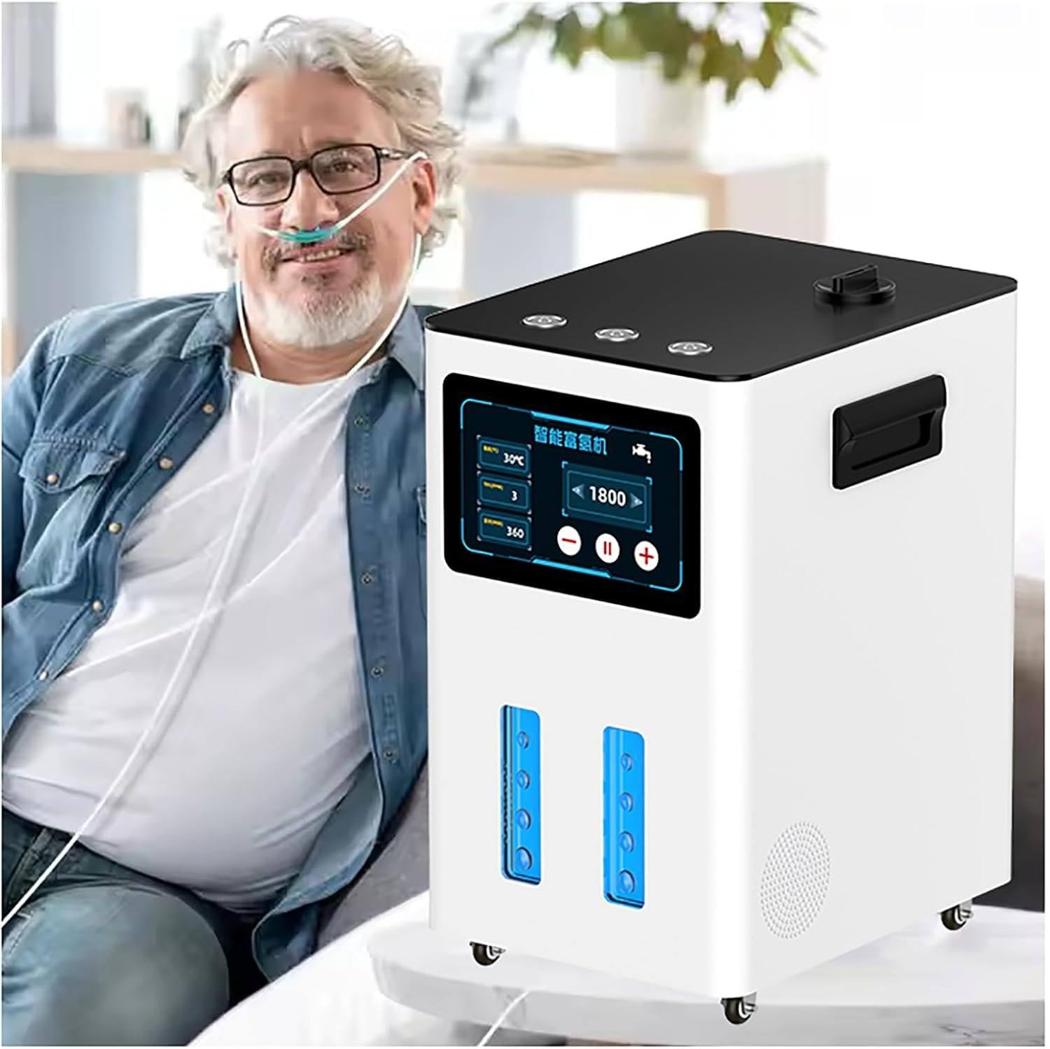 Urządzenie Do Inhalacji Wodorem 3 L, Inhalator H2 Z Trzema Wyjściami, Inhalator Wodoru H2 O Wysokiej Czystości 99,99%, 12-Godzinny Timer, Jonizator Wody Elektrolizer Spe/Pem 1200ml