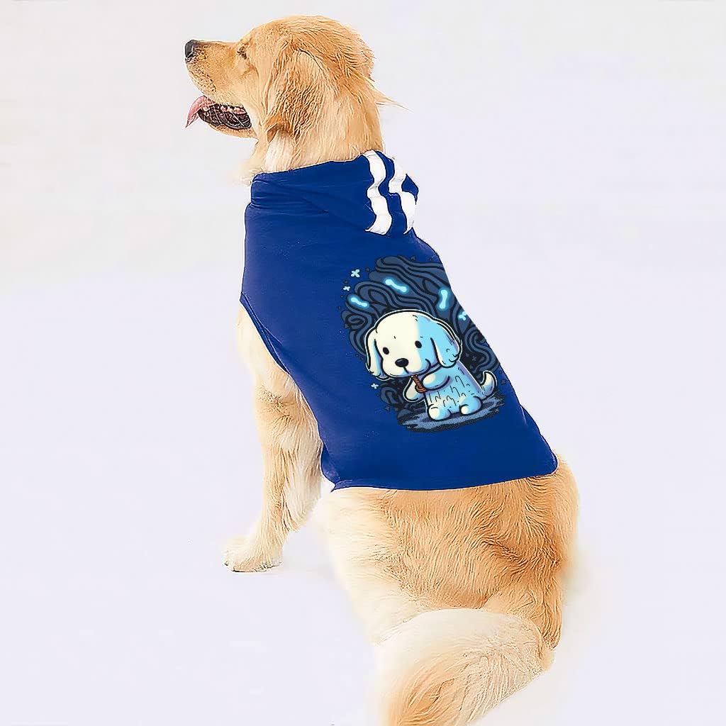 Cute Dog Ghost Dog Shirt with Hoodie - Dog Print Dog Hoodie - Kawaii Dog Clothing - Black White, 2XL