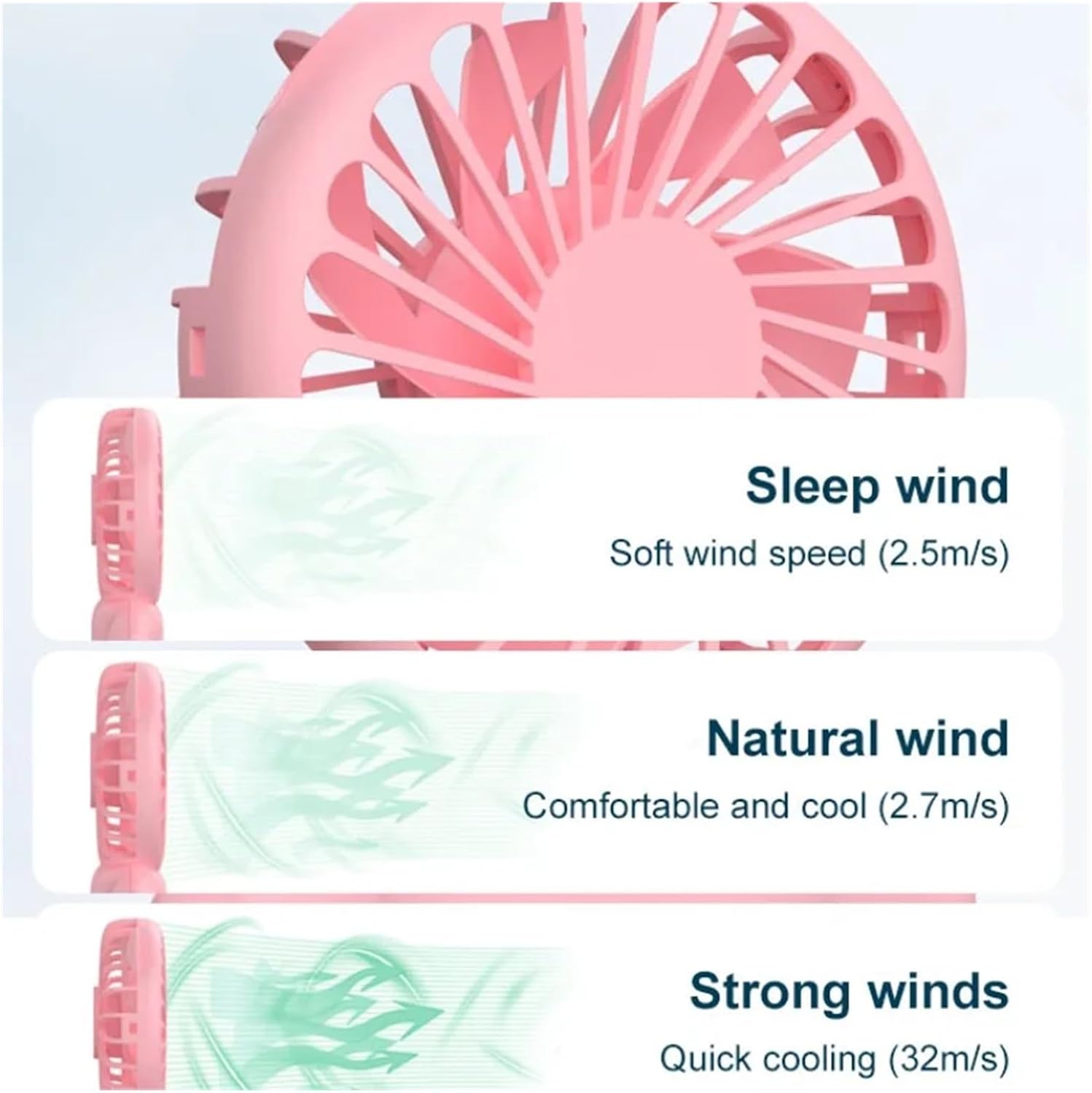 Portable Handheld Fan Cartoon Charging Model Large Wind Dormitory Student Office Worker Selling Like Hotcakes(Cute baby blue)