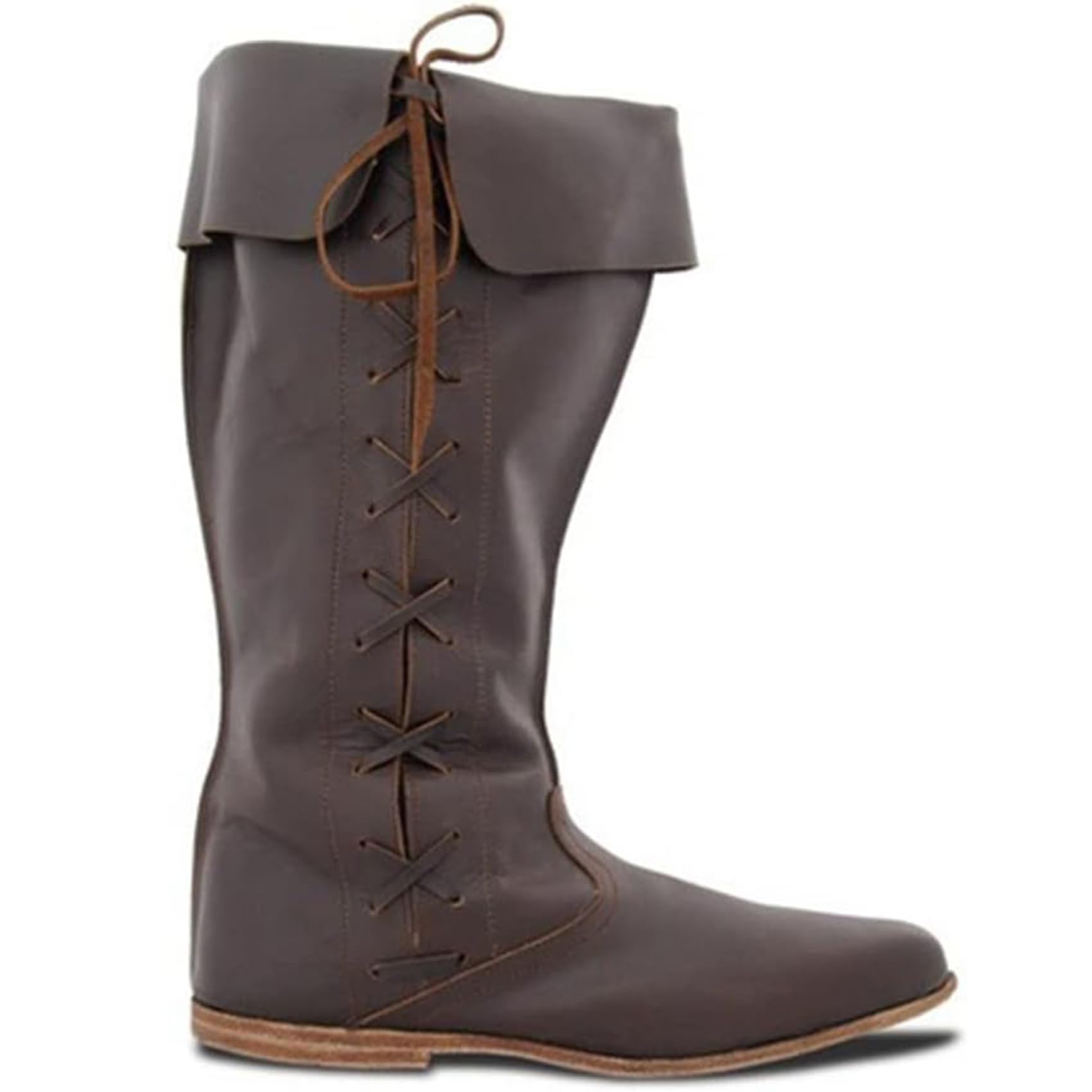 DJFOG Bottes de Chevalier médiévales pour Hommes, Bottes Hautes de Pirate Vintage, Bottes de Cowboy en Cuir PU, Accessoires de Costume de Cosplay d'halloween