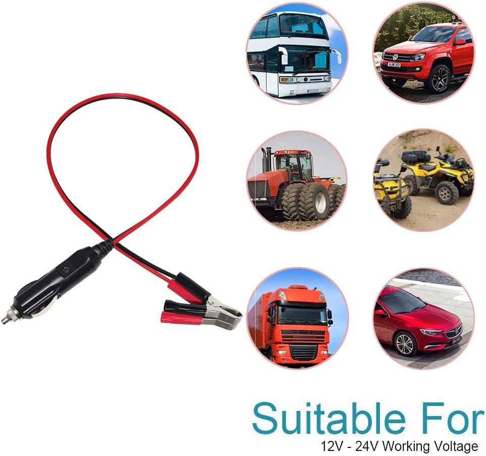 Miniatura 4 de Cable de extensión de pinza de cocodrilo a encendedor de cigarrillos macho, cable de carga de batería de puente de 12 V-24 V, cable eléctrico de