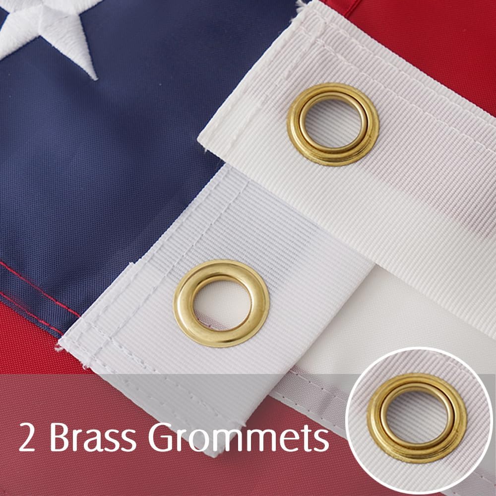 2 Pcs American Flag 16x24 for Outside US Small Ameican Boat Flag 16x24 Heavy Duty Banner Embroidered US Nylon with 2 Brass Grommets - Image 3