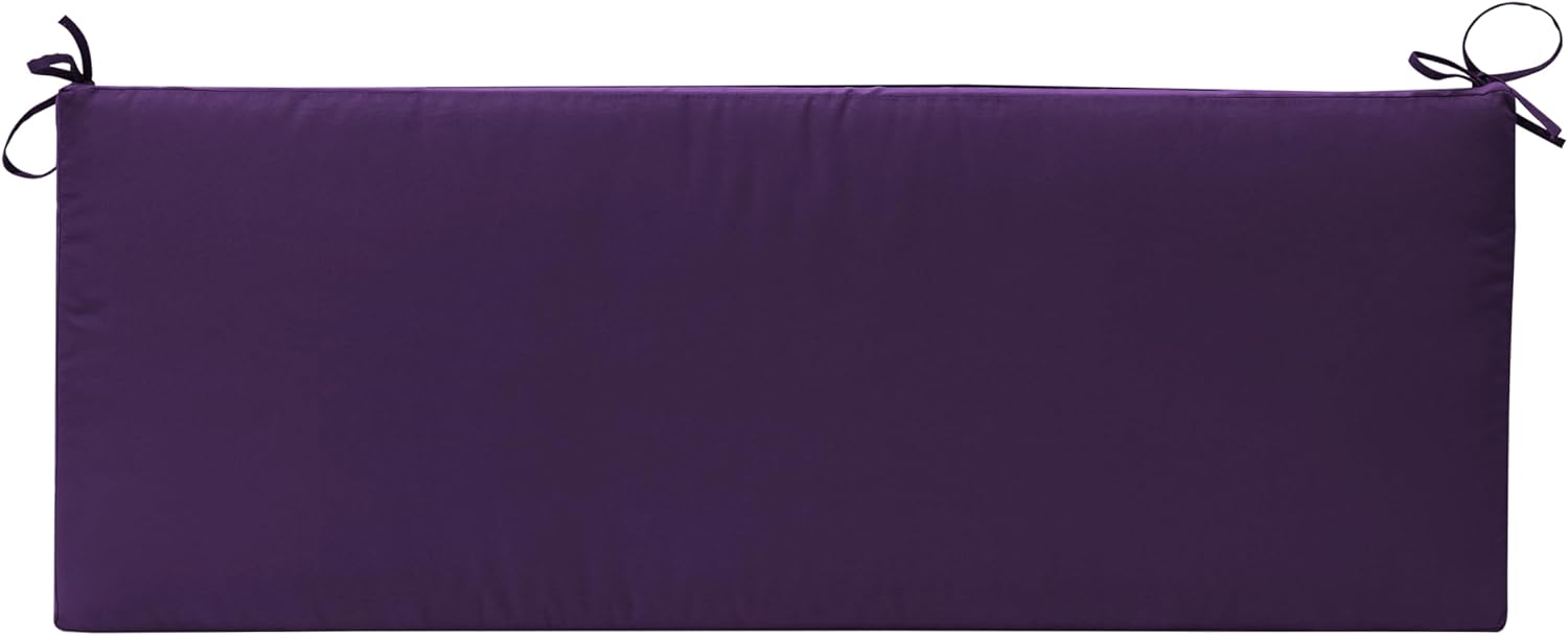 QILLOWAY Indoor/Outdoor Bench Cushion, Thick Upholstery Foam Couch Swing Pads with Ties,48-Inches,Purple.