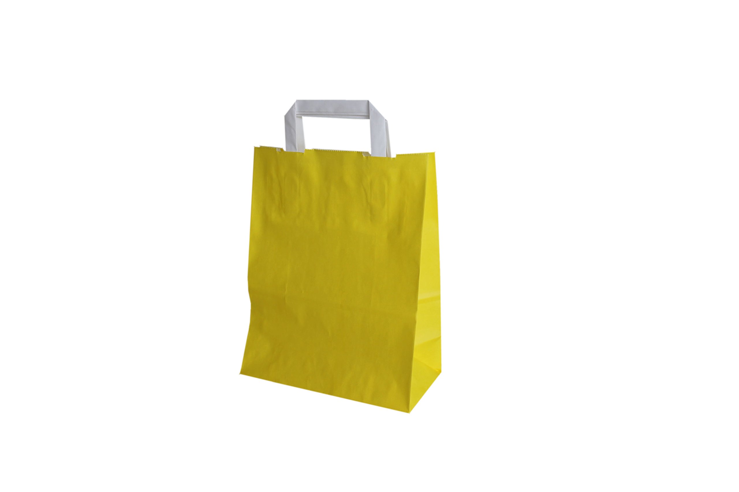 PGV Papierowe torby z płaskimi uchwytami 32 + 12 x 40 cm (200 sztuk, żółte)