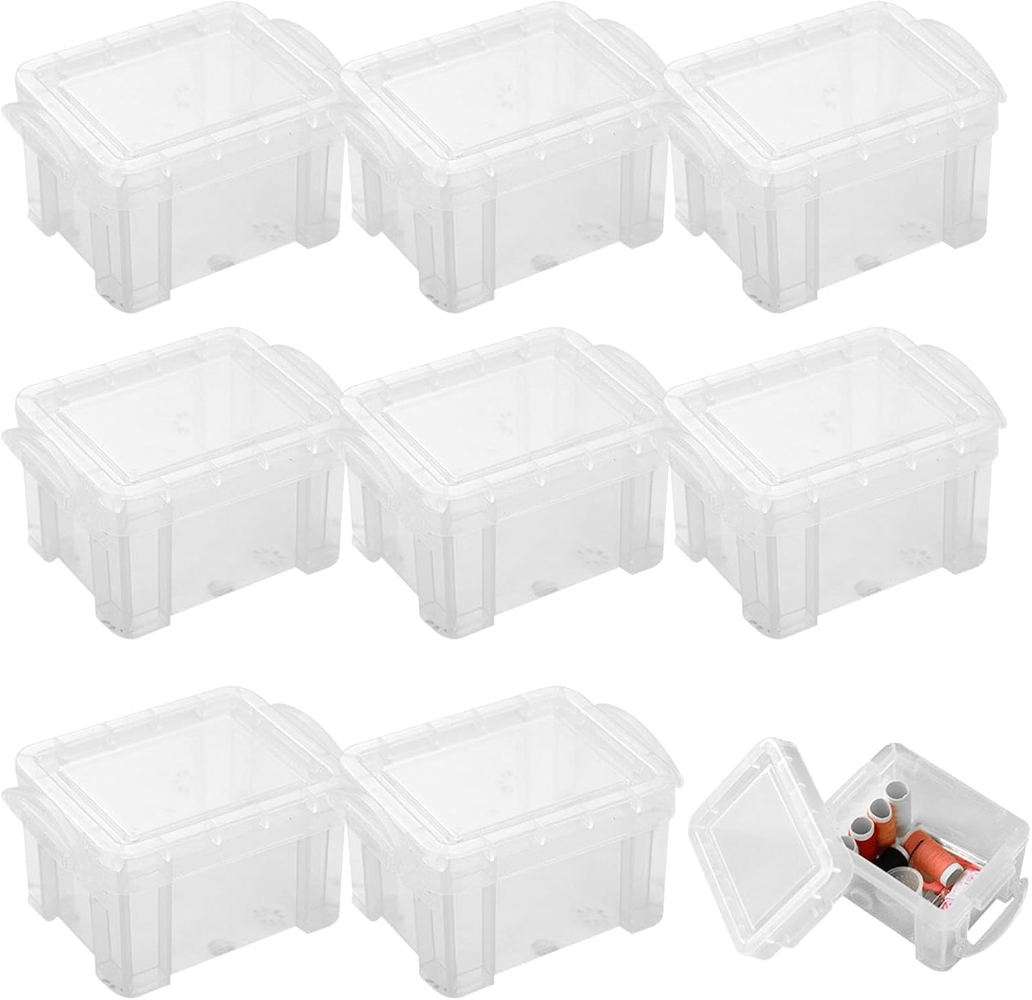FDKJOK Small Plastic Storage Box with Lid, 8 Pcs Clear Mini Storage