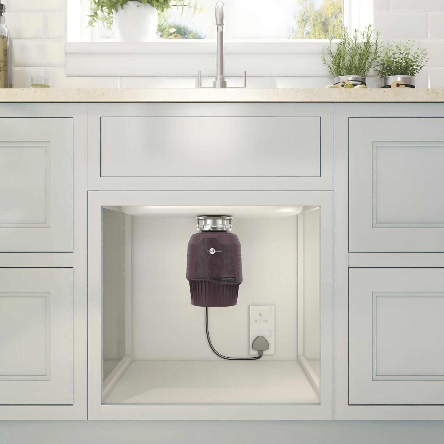 Insinkerator Evolution Plus 750 EC - Trituradora de residuos de cocina con motor de inducción de 0,75 CV con interruptor de aire