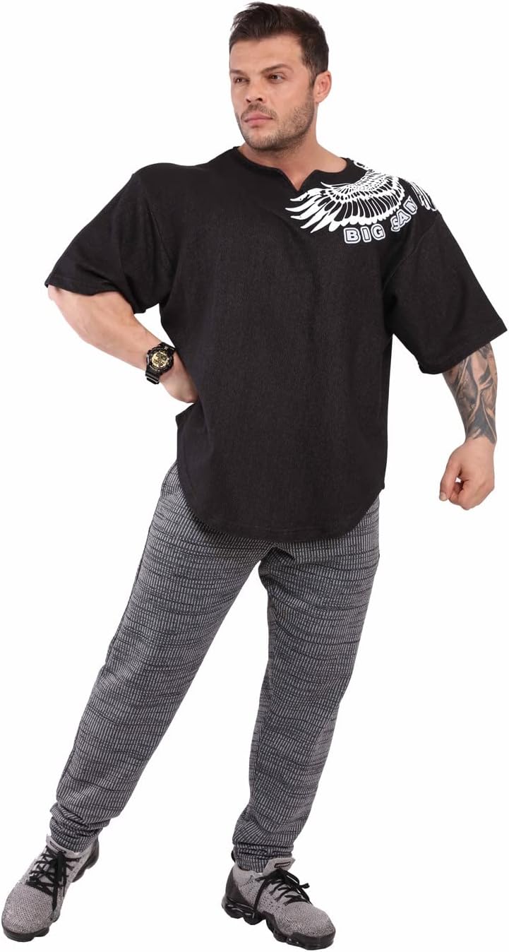 Men's Oversize Active T-Shirts, Bodybuilding and Lifting Gym Large Cut Tops