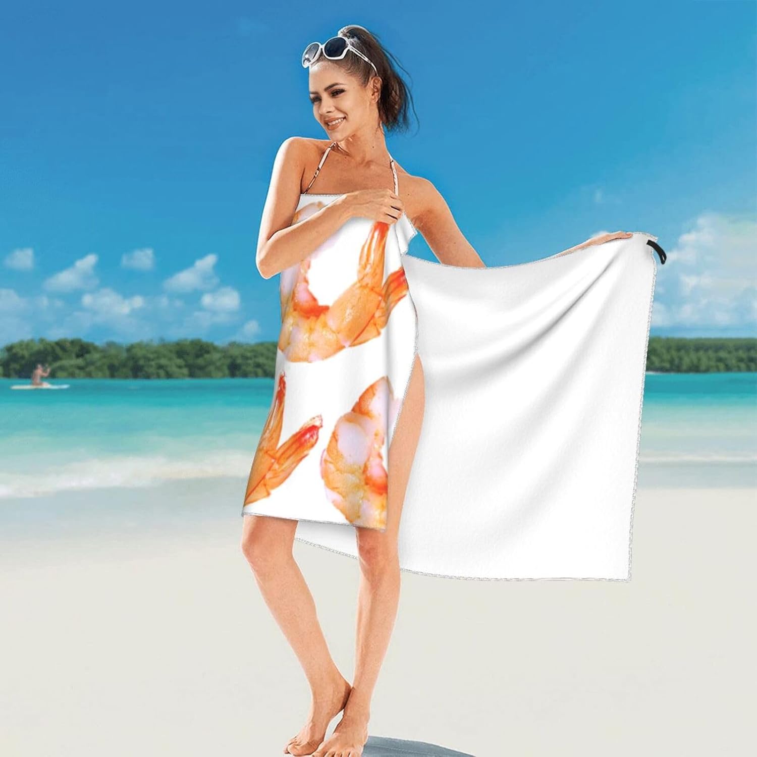 Glutton Shrimps Quick Drying Bath Towel,Microfibre Soft Large Bath Towel,Highly Absorbent Dry Quickly Bath Sheet