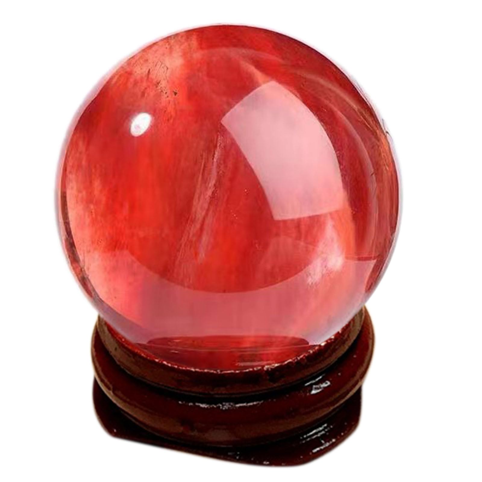 DFrywdgSEY crystal ball, Red Crystal Ball Sphere + Stand, Mineral and Crystals Specimens, Home Decorative Accessories(8cm)