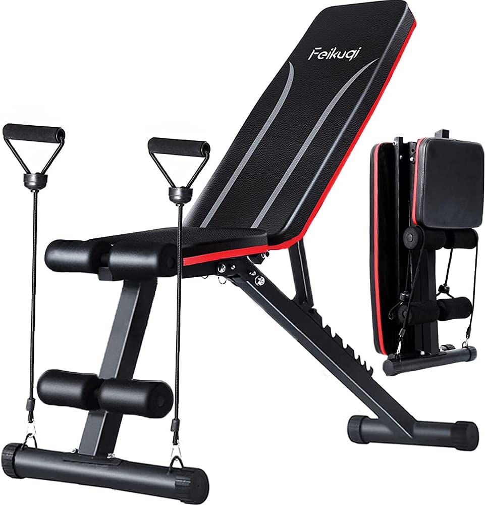 Adjustable Weight Bench, Feikuqi Workout Bench for Home Gym, Foldable Bench Press Bench, 7 Backrest Position Exercise Bench for Strength Training, Max Capacity 500LBs