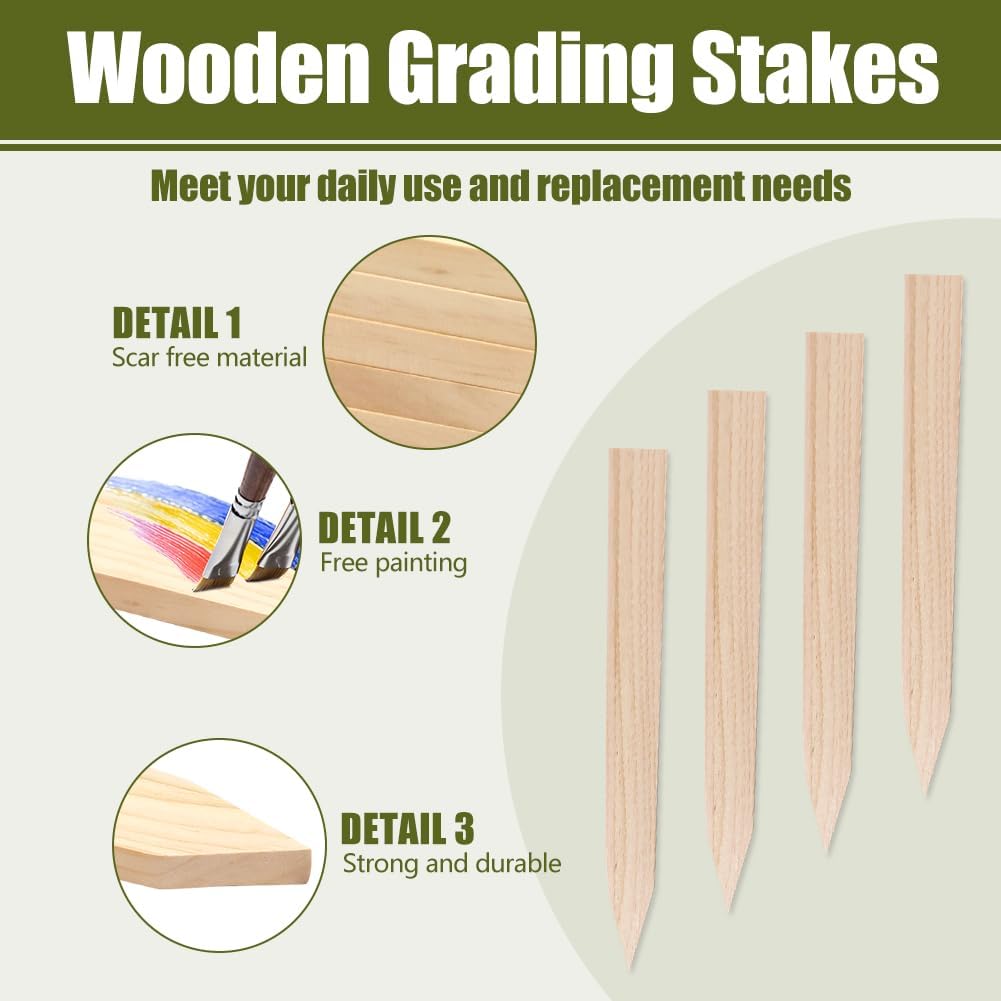 20 Pack Wooden Yard Stakes, 12 Inch Wooden Garden Stakes for Plants Support, Survey Stakes and Sigh Posts for Fence, Yard, Farm, and Professional Grade Boundary Marking (20 Pack, 12 Inch)