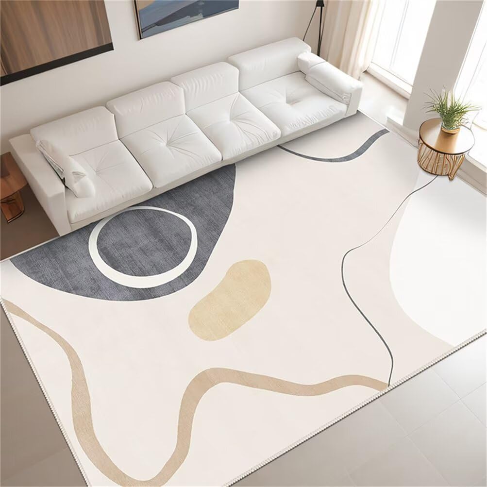 Tapis fille lavable en machine 120x160cm gris doux pour salon