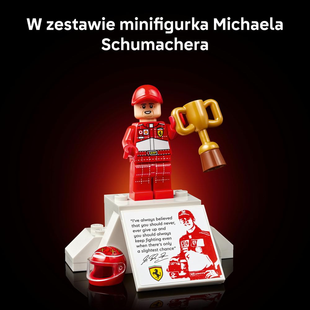 LEGO Icons Ferrari F2004 i Michael Schumacher, zestaw konstrukcyjny dla dorosłych z modelem bolidu F1, kolekcjonerski samochód wyścigowy, pomysł na prezent dla mężczyzny i kobiety 11375