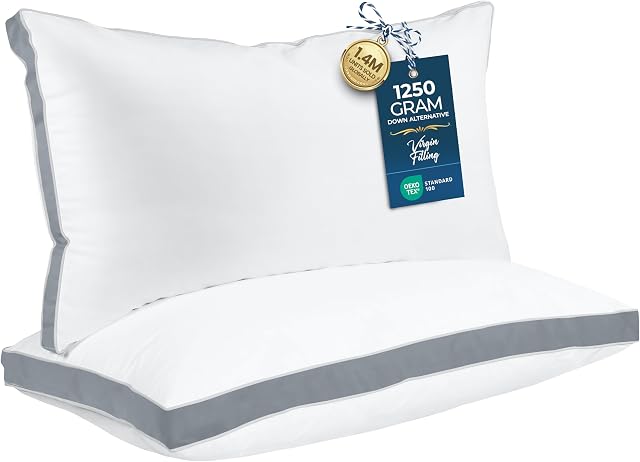Utopia Bedding Oreillers de lit pour dormir King Size (Grey), Ensemble de 2, Qualité de refroidissement de l'hôtel, Oreiller guissé pour le dos, l'estomac ou les couches latérales