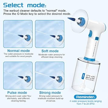 Temodu Electric Ear Wax Removal Kit, Rechargeable Earwax Remove Removal Ear Irrigation System, and Effective Clean Ear, Features Disposable Tips & Ear Catch Basin (9+1 Disposable Tips) (Blue)