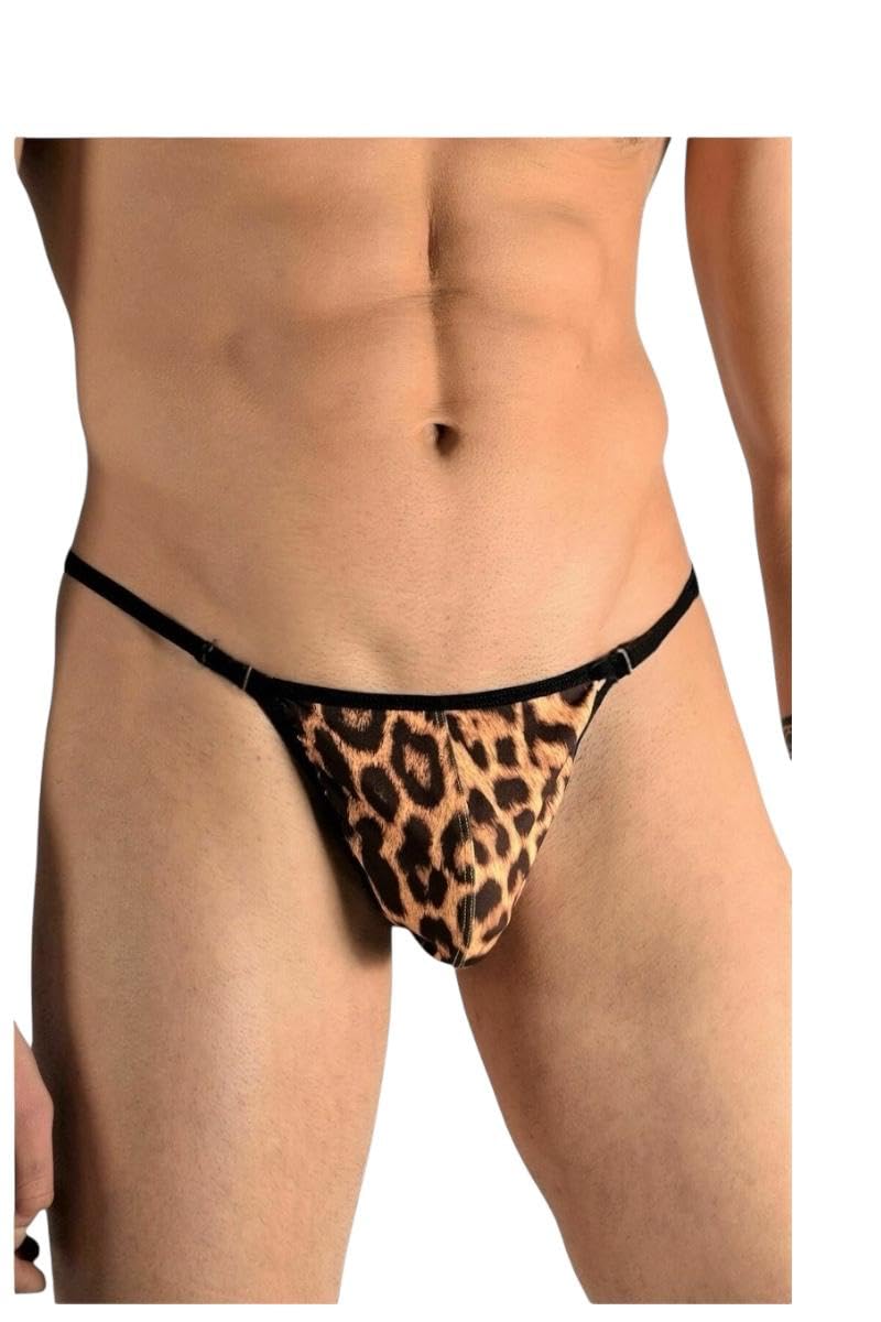 wow zn fashion Men's Leopard Print G-String Thong, Black Trim, Adjustable Straps, Animal Print Underwear-picture-55
