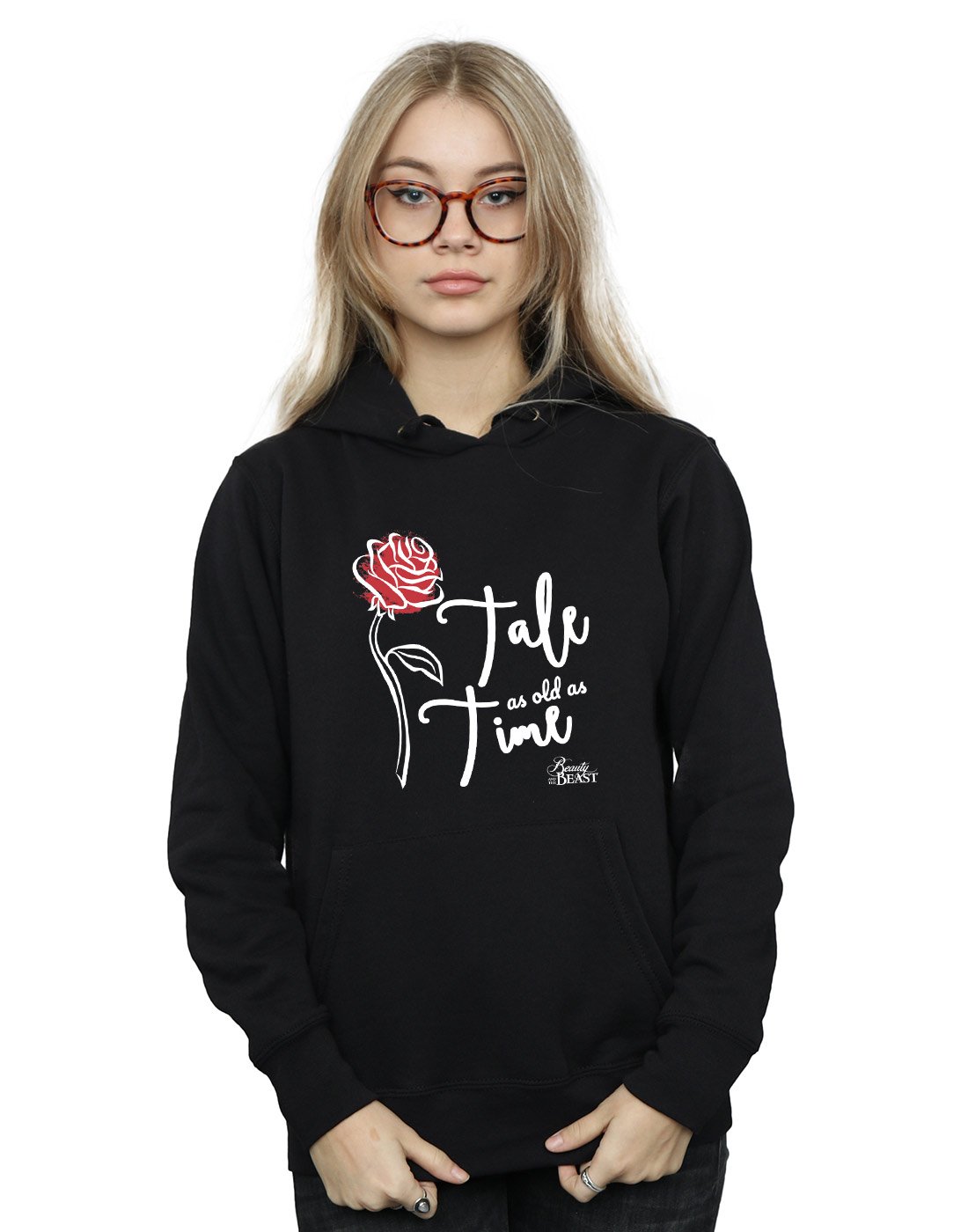 Disney Women's Black Tale As Old As Time Rose Hoodie In | Size: Large