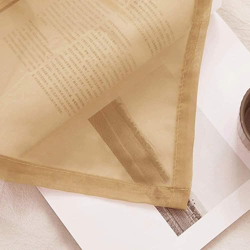 Miniatura 6 de MIULEE - Juego de 2 cortinas transparentes con ojales para baño, dormitorio, sala de estar, Poliéster & Mezcla de poliéster, Caqui