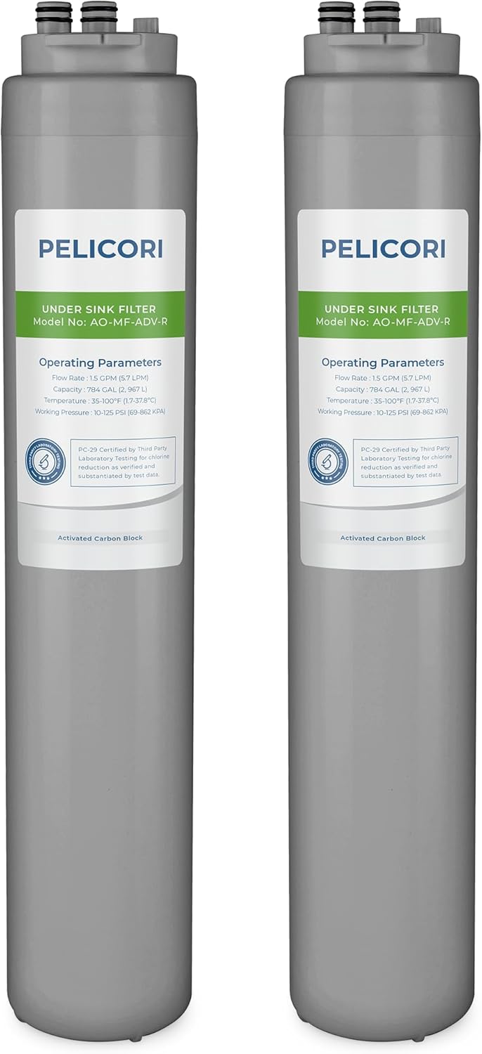 AO-MF-ADV-R Water Filter Replacement Cartridge, Compatible with AO Smith AO-MF-ADV System, Advanced Direct-Connect Under-Sink Water Filter AO-MF-ADV-R, Single Stage Claryum Filter, 2 Pack
