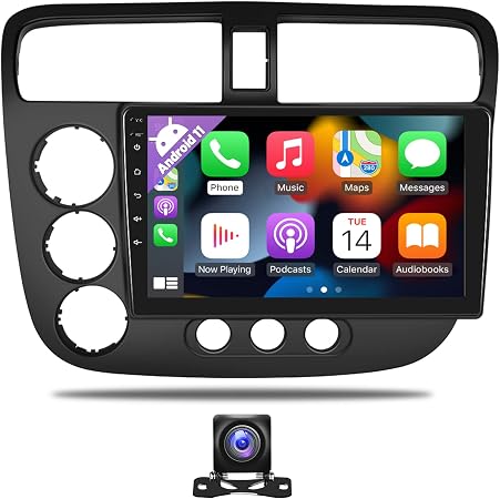 for 2001 2005 honda civic radio with apple carplay android auto 9 inch android 11 car stereo touchscreen with navigation hifi fm rds wifi ahd backup