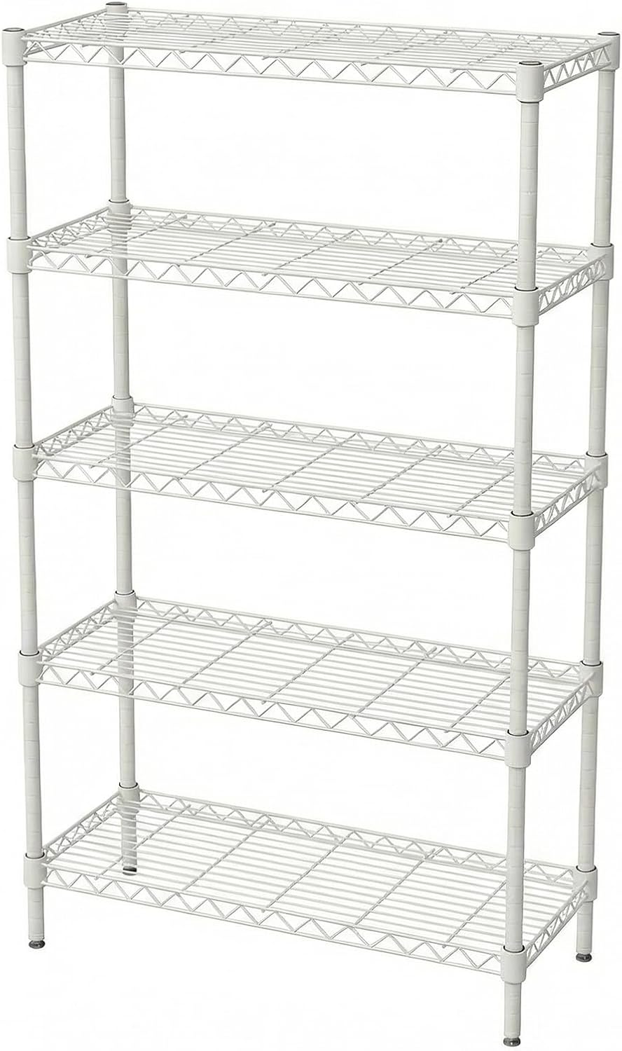 5-Tier Adjustable Wire Shelving Unit, White, Heavy-Duty Metal Storage Rack, 29.53" x 13.78" x 59.06", for Kitchen, Garage and Pantry,White