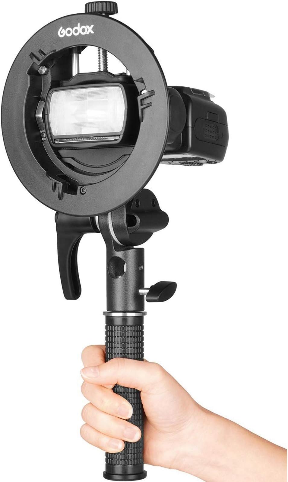 EACHSHOT GODOX S2 Speedlite Bracket Bowens Mount Holder + Cold Shoe Flash Mount for Godox V1 Series, AD200Pro, AD200, AD400Pro, V860II Series, TT350 TT685 TT600 Series Flash