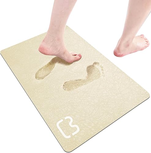 Tapete de baño de diatomeas simple y delgado, suave y cómodo, de secado rápido y antideslizante, de alta absorción de agua, lavable a máquina (15.7
